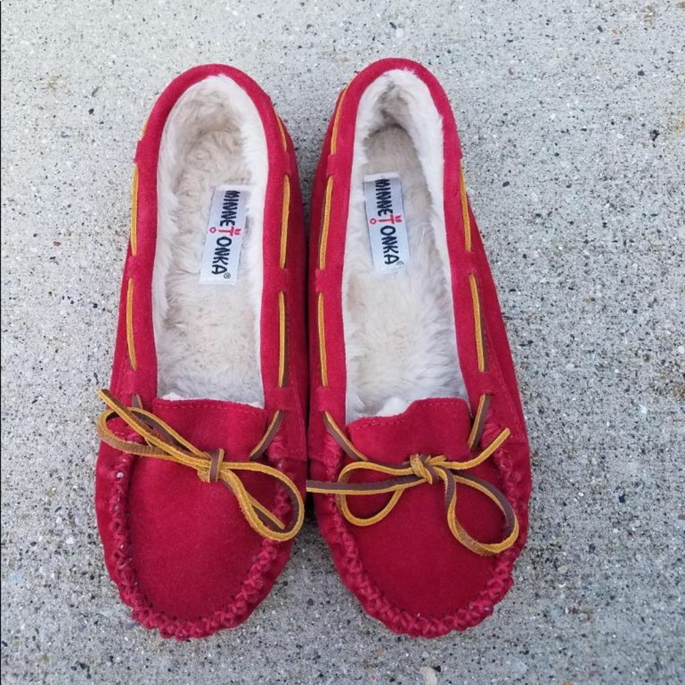 Minnetonka Red Moccasin Slippers